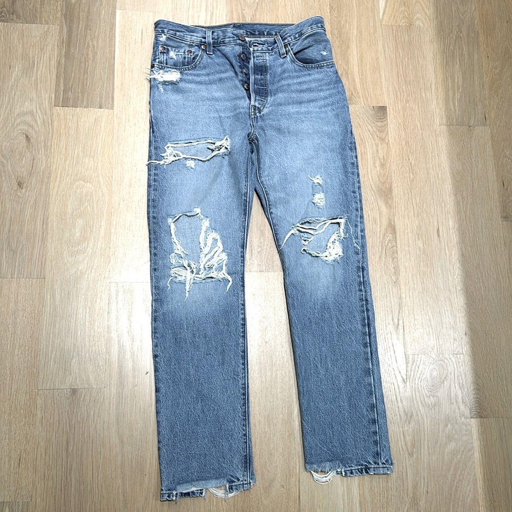 Levi's Premium 501 High Rise Straight‎ Leg Distressed Size 29x30 NWOT